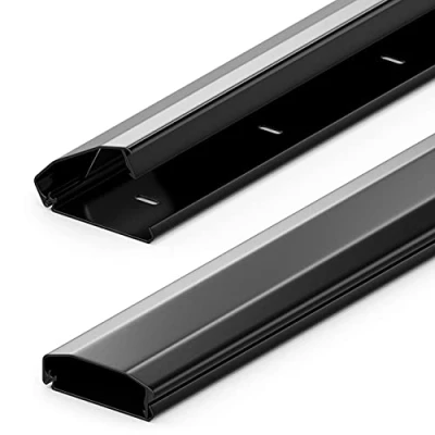 Afbeelding van deleyCON Universele Kabelgoot Leidingkanaal Innovatieve Klapconstructie Hoogwaardig Aluminium Lengte 50cm Breedte 6cm Hoogte 2cm Zwart