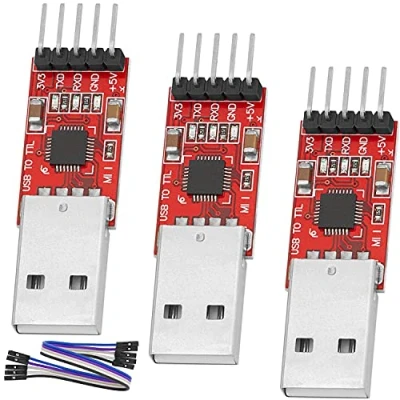 Afbeelding van AZDelivery 3 x CP2102 USB naar TTL Converter HW 598 voor 3.3V en 5V met Jumper Kabel compatibel Arduino Inclusief E Book!