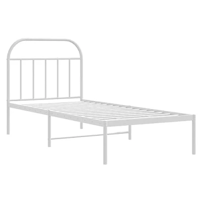 Afbeelding van Bedframe met hoofdbord metaal wit 90x200 cm