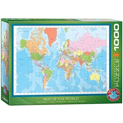 Afbeelding van Eurographics puzzel Map of the World 1000 stukjes