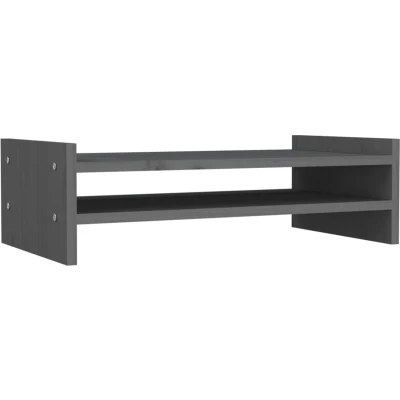 Afbeelding van vidaXL Monitorstandaard 50x27x15 cm massief grenenhout grijs