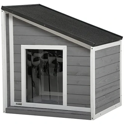 Afbeelding van PawHut Hundehütte mit zu öffnendem Schrägasphaltdach D02 151V00