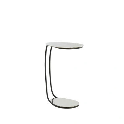Afbeelding van Light&amp;living Bijzettafel 43x27x53 cm MARSH ruw nikkel+zwart