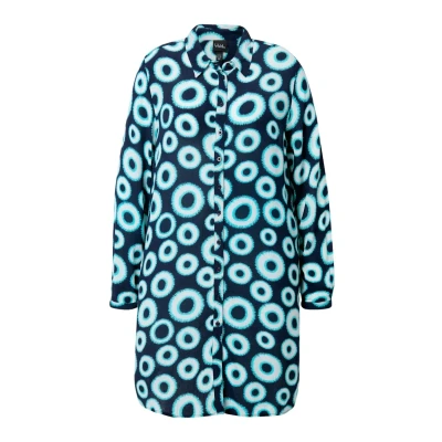 Afbeelding van Ulla Popken EN À Motif Cercles COL DE Chemise ET Manches Longues Overhemdblouse, Dames, Maat: 42/44, Snow white