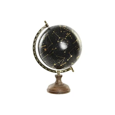 Afbeelding van Items Deco Wereldbol/globe met sterrenhemel/sterrenbeelden zwart D20 x H33 cm Wereldbollen