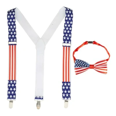 Afbeelding van Widmann Verkledingset VS, bretels en vlinderdas, Amerika, carnaval, themafeest