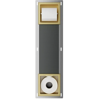 Afbeelding van Toiletrolhouder Zonder Klep en Reserverolhouder Inbouw Wiesbaden Rocko Geborsteld Messing