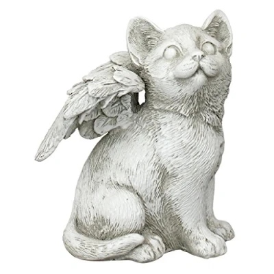 Afbeelding van Design Toscano Medium Loving Friend Memorial Cat Angel Standbeeld Wit