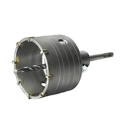 Afbeelding van S&amp;R Holle boorkroon, kern boor kroon set Ø 82mm met SDS plus adapter 110mm en middenboor 8x110mm. Hamerslagbestendig hardmetalen tanden