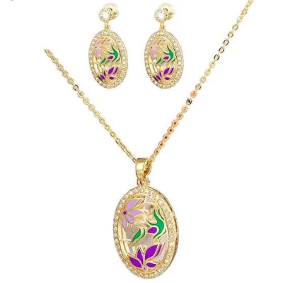 Afbeelding van N3 Collecties Paars Blad Hanger Sieraden Set Voor Vrouwen