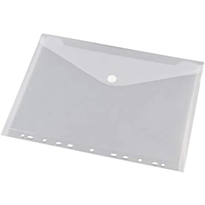 Afbeelding van HF2 135361 ordner enveloppen A4 (10 stuks) van transparant PP voor documenten, met klittenbandsluiting, multi geperforeerd, 11 gaten wit