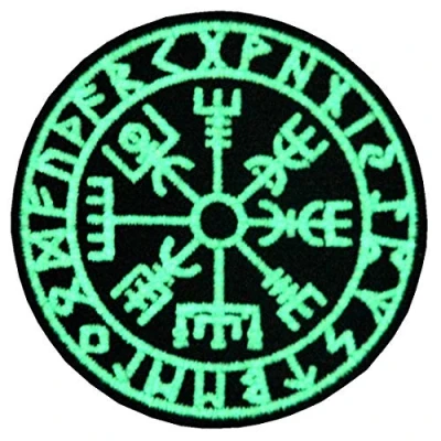 Afbeelding van Glow in Dark Aegishjalmr Viking Helm van Awe Terror Protection Noorse Rune Patch Geborduurde Badge Morale Applique Bevestiging Haak en Loop Embleem