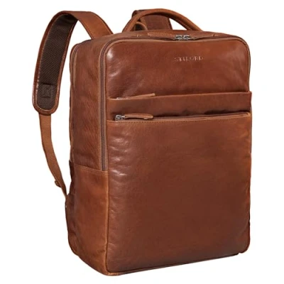 Afbeelding van STILORD &#039;Brooklyn&#039; Grote Leren Laptop Rugzak Vintage Business Baackpack voor 15,6 inch Notebooks Werktas Leer Reistas Universiteitstas XL in Echt Leder, Kleur:maraska bruin