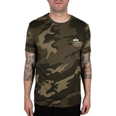 Afbeelding van Alpha Industries Small LOGO Tshirt print, Heren, Maat: 3XL, Olive camo