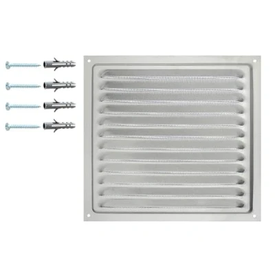 Afbeelding van Ventilatierooster Gemaakt van Geanodiseerd Aluminium, Ontluchter met Beschermend Insectennet, Luchtschacht voor Binnen/Buiten, Heteluchtdiffusor Gaas. (20 x 20 cm)