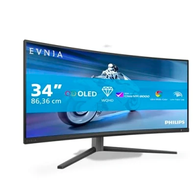 Afbeelding van Philips Evnia 34M2C6500AM 34 inch WQHD OLED gebogen monitor, 175 Hz, 0,03 ms, FreeSync Premium Pro, comp. G Sync, HDR400 (3440 x 1440, 2x HDMI, DisplayPort, USB hub) donkergrijs