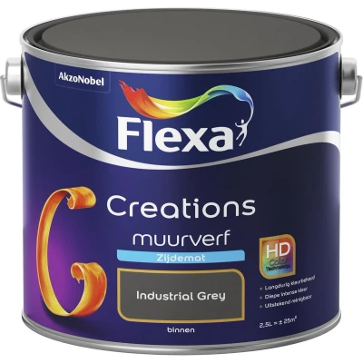 Afbeelding van flexa creations muurverf zijdemat industrial grey 2.5 ltr