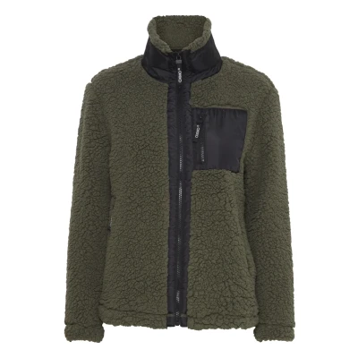Afbeelding van Oxmo Ellin Fleecejas, Dames, Maat: Large, Dusty olive