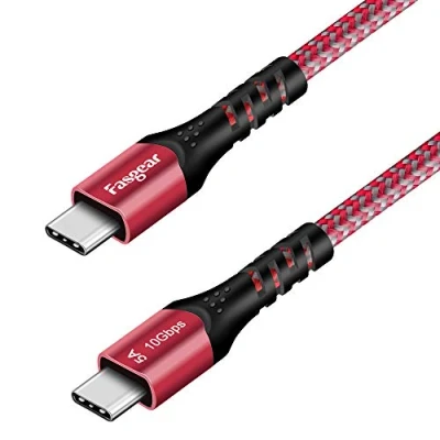 Afbeelding van Fasgear USB C naar Type kabel, 3.1 Gen 2 snellaadkabel, 100W 20V / 5A stroomvoorziening, 10Gbps gegevensoverdracht, 4K @ 60Hz video uitgang, compatibel voor apparaat (3m, Rood)