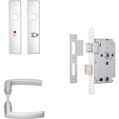 Afbeelding van Deurbeslag Wc deur AXA Edge 63 mm (Deurklinken met schild, slot, Aluminium)