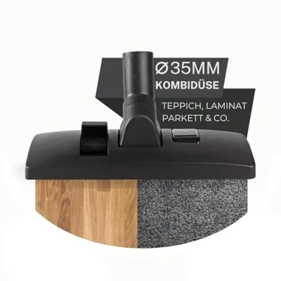 Afbeelding van Maxorado Combimondstuk vloerzuigmond voor uw stofzuiger opzetstuk 35mm bijv. Geschikt Bosch, Siemens, AEG, Quigg, Kärcher, Fakir, EIO, Samsung, Panasonic, Clatronic borstel universeel