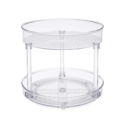 Afbeelding van Amazon Basics Lazy Susan Draairek, 2 niveaus, transparant, organizer, 22,9 cm