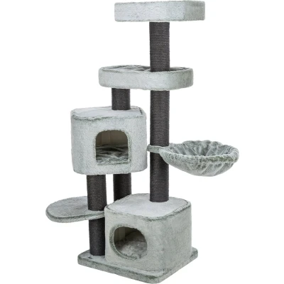 Afbeelding van Trixie Krabpaal Miguel Groen Wit Robuuste met Hangmat en Schuilplaatsen voor Katten Stevige Duurzame Constructie