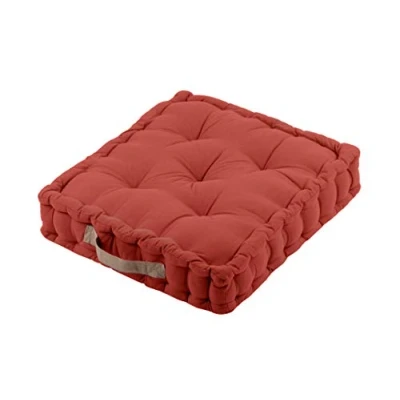 Afbeelding van Stof Textile Vloerkussen DUO terracotta katoen 45 x 10 cm vierkant extra dik zitplaatsen spelen gamen relaxen