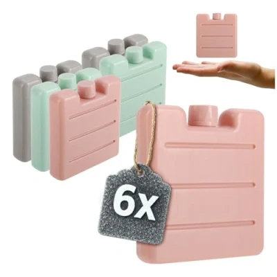 Afbeelding van COM FOUR® 6x kleine platte koelelementen ruimtebesparend en ideaal voor koelboxen koeltassen handige, kleurrijke in pastelkleuren (kleurrijk 6 stuks XS)
