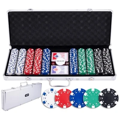 Afbeelding van Pokerset in zilveren koffer, met 500 chips (11.5 gram) Engelhart Games