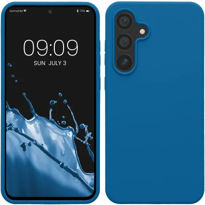 Afbeelding van kwmobile telefoonhoesje geschikt voor Samsung Galaxy S24 FE Hoesje met siliconen coating Smartphone case in rifblauw