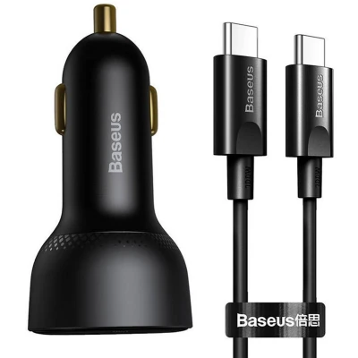 Afbeelding van Baseus Superme Autolader USB/USB C Snellader 100W met USB Kabel 1M