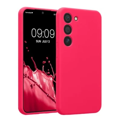 Afbeelding van kwmobile telefoonhoesje compatibel met Samsung Galaxy S23 hoesje Back cover siliconen coating Smartphone case in neon roze