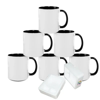 Afbeelding van MR.R Sublimatie Blanks Vaatwasser Keramische Koffiemokken met Zwarte Kleur Mok Binnenkant en Handvat Drinkbeker voor Melkthee Cola Water,11 oz,Set van 6