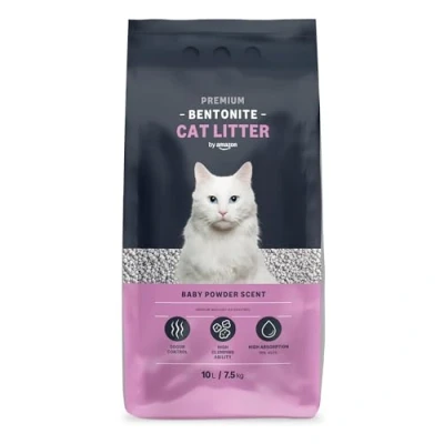 Afbeelding van Amazon merk levenslang bentonietzand voor katten, premium met talkpoeder, 10 l/7,5 kg, verpakking van 1