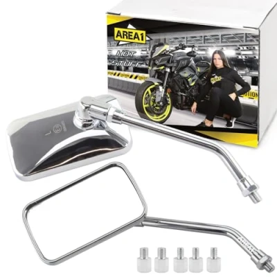 Afbeelding van Area1 Spiegel voor motorfiets, achteruitkijkspiegel, computergestuurd gefreesd, compatibel met Kawaski ZR 7 / 7S Z 125, Performance (V54)