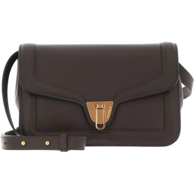 Afbeelding van COCCINELLE Leren Schoudertas Avondtas Marvin Twist Smooth Handbag Bark Donkerbruin