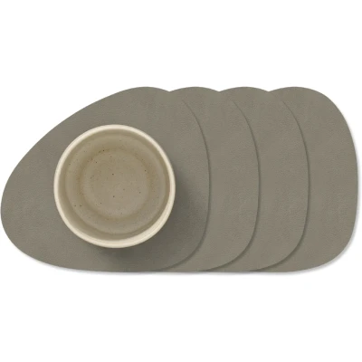 Afbeelding van LIND DNA Onderzetters Nupo Leer Flint Grey 13 x 11 cm 4 Stuks