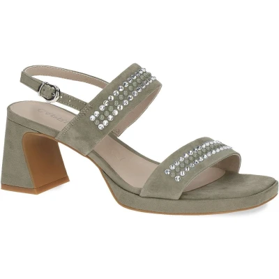 Afbeelding van Caprice Sandalen, Dames, Maat: 36, Olive suede Leer