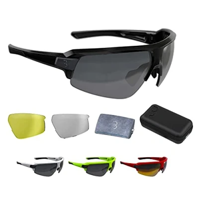 Afbeelding van BBB Cycling Impulse Fietsbril Onbreekbare Wielren Bril Sport Zonnebril met 3 lenzen Glanzend Zwart BSG 62