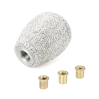 Afbeelding van muge racing Bling Crystal Auto Versnellingspookknop, Interieur AccessoiresVersnellingshendel Shift Knop met 3 Adapters Universeel voor de meeste voertuigen (Ovaal)