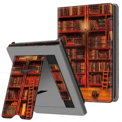 Afbeelding van Fintie Hoes voor Pocketbook Verse Pro en eReader (2023) Kickstand beschermhoes met kaartenvak polsband standfunctie, de bibliotheek