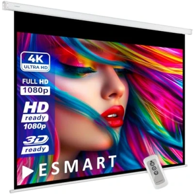 Afbeelding van ESMART Economy EXM Motorscherm [grootte naar keuze] 200 x 113 cm (90&quot;) formaat 16:9 afstandsbediening home theater elektrische beamer projectiescherm motor canvas LCD