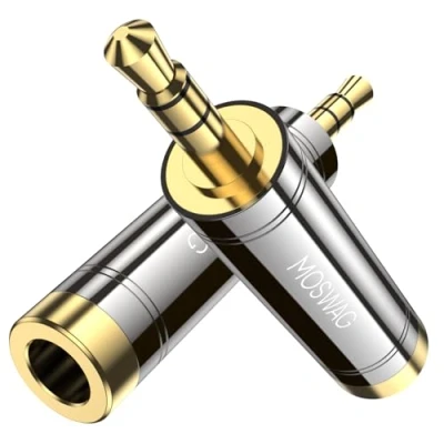 Afbeelding van MOSWAG 3.5 Mannelijk naar 6.35 Vrouwelijke Adapter (2 Pack) 3.5mm mm 1/4 Vergulde Connector voor Versterker Adapter, Hoofdtelefoon, CD/DVD, Mp3, Pc