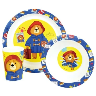 Afbeelding van FUN HOUSE PADDINGTON Lunchset met plat bord Ø 22 cm, een diep 16 cm en glas van 220 ml voor kinderen, herbruikbaar servies
