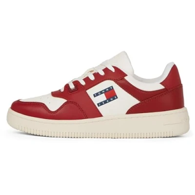Afbeelding van Tommy Jeans NEW Retro Basket Sneakers laag, Dames, Maat: 41, Magma red Leer en textiel