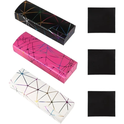 Afbeelding van Trankielo Brillenkoker hardcase 3 stuks Modieuze brillenkokers met poetsdoek Dames en heren Zonnebril leesbrillen Meerkleurig Eén maat