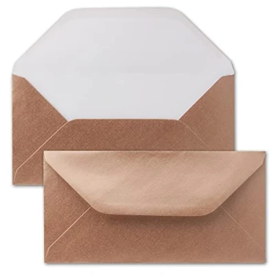 Afbeelding van FarbenFroh NEUSER enveloppen, 50 brons metallic, DIN lang, 110 x 220 mm (11 22 cm), natte plakrand zonder venster, ideaal voor uitnodigingskaarten