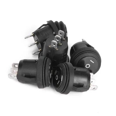 Afbeelding van 5 stuks 3 standen aan/uit/aan, ronde tuimelschakelaar, zwart, polige vergrendeling, butto 10 a/125 V, 6 a/250 V