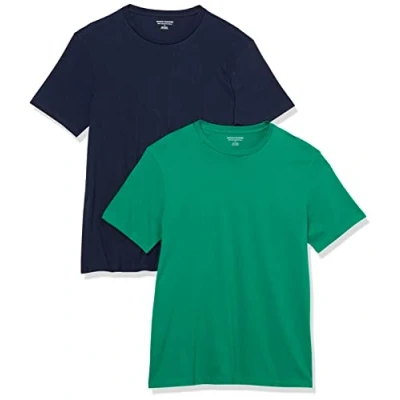 Afbeelding van Amazon Essentials Heren Slim Fit T shirt met korte mouwen en ronde hals, 2 stuks, marineblauw/groen, XL